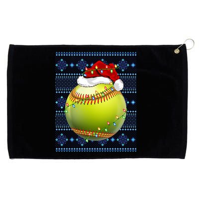 Ugly Sweater Holiday Xmas Lights Softball Santa Christmas Gift Grommeted Golf Towel