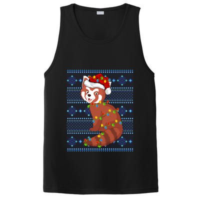 Ugly Sweater Holiday Xmas Lights Red Panda Christmas Gift PosiCharge Competitor Tank