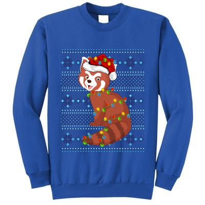 Ugly Sweater Holiday Xmas Lights Red Panda Christmas Gift Tall Sweatshirt