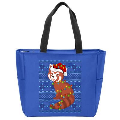 Ugly Sweater Holiday Xmas Lights Red Panda Christmas Gift Zip Tote Bag