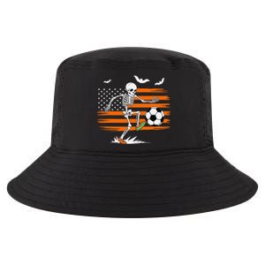 United States Halloween Skeleton Soccer American Flag Futbol Cool Comfort Performance Bucket Hat