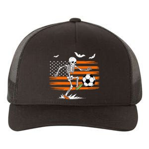 United States Halloween Skeleton Soccer American Flag Futbol Yupoong Adult 5-Panel Trucker Hat