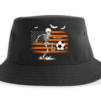 United States Halloween Skeleton Soccer American Flag Futbol Sustainable Bucket Hat