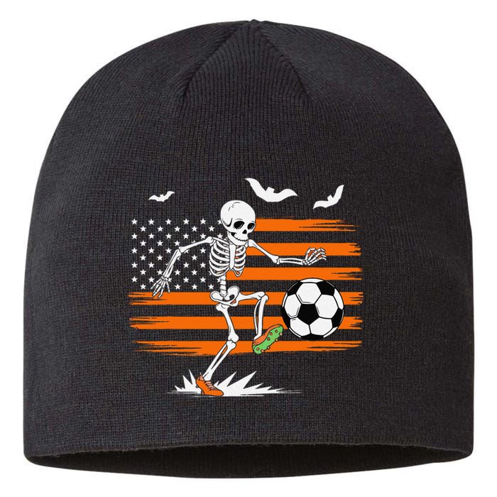 United States Halloween Skeleton Soccer American Flag Futbol Sustainable Beanie