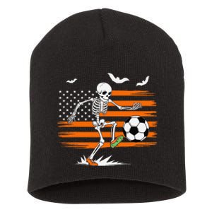 United States Halloween Skeleton Soccer American Flag Futbol Short Acrylic Beanie