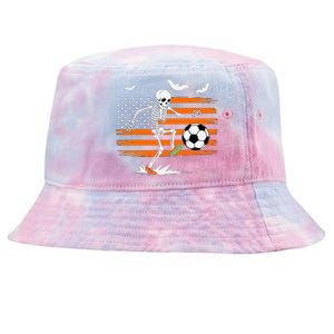 United States Halloween Skeleton Soccer American Flag Futbol Tie-Dyed Bucket Hat