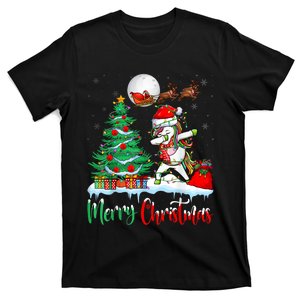 Unicorn Santa Hat Christmas Tree Merry Christmas Unicorn T-Shirt