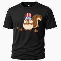 Uncle Sam Hat Art Funny 4th of July Patriotic Chipmunk Cooling Performance Crew T-Shirt