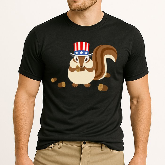 Uncle Sam Hat Art Funny 4th of July Patriotic Chipmunk Cooling Performance Crew T-Shirt