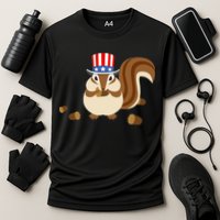 Uncle Sam Hat Art Funny 4th of July Patriotic Chipmunk Cooling Performance Crew T-Shirt