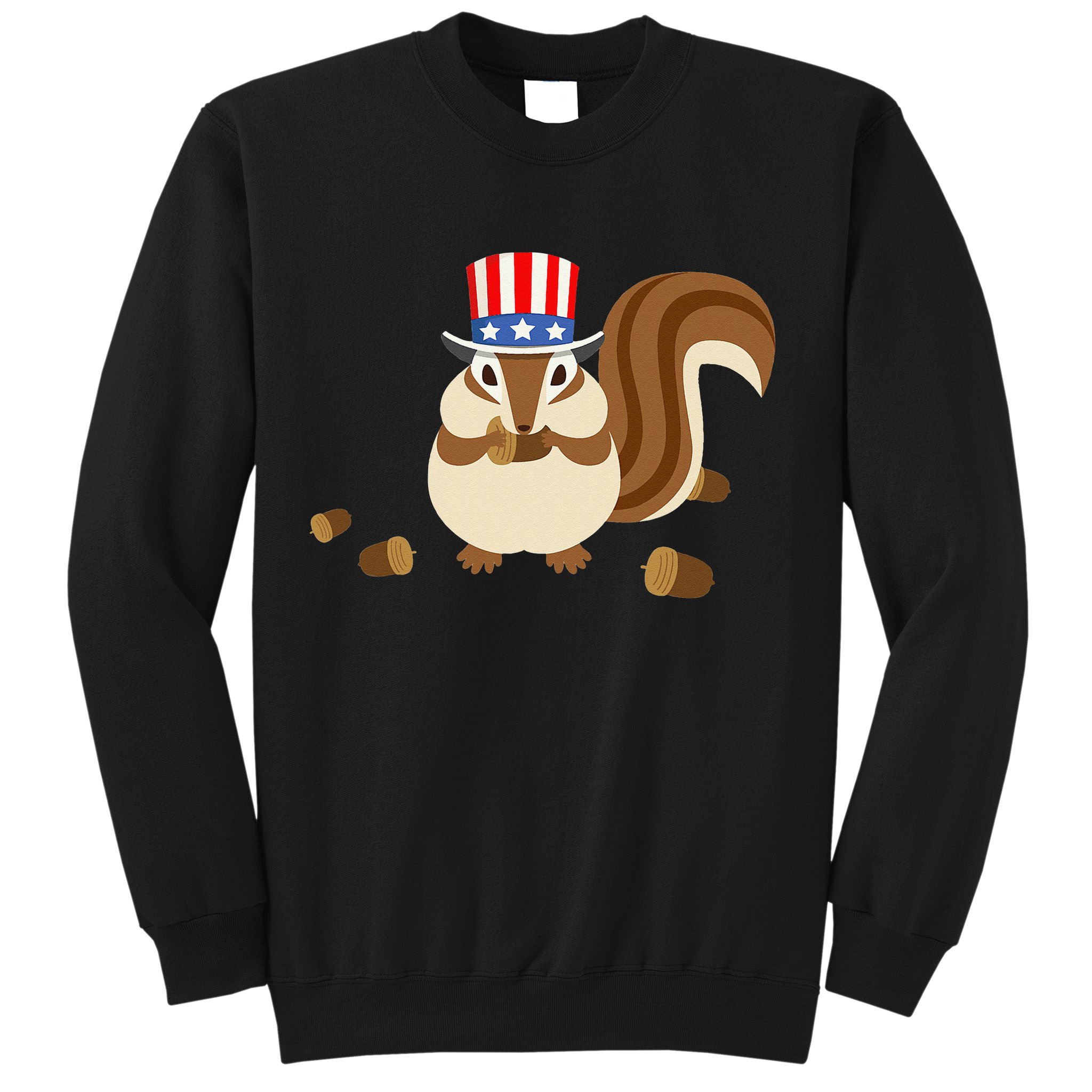Uncle Sam Hat Art Funny 4th of July Patriotic Chipmunk Sweatshirt