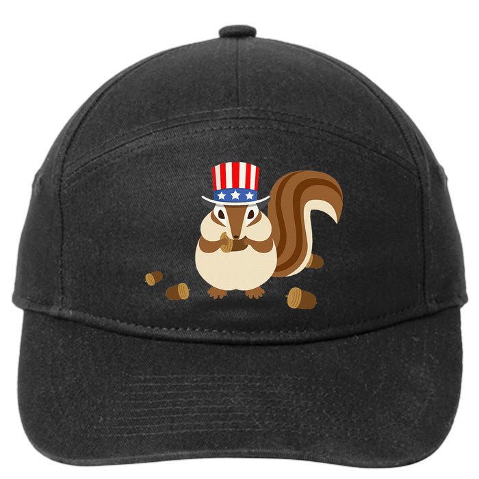Uncle Sam Hat Art Funny 4th of July Patriotic Chipmunk 7-Panel Snapback Hat