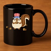 Uncle Sam Hat Art Funny 4th of July Patriotic Chipmunk 11oz C Handle Ceramic Mug