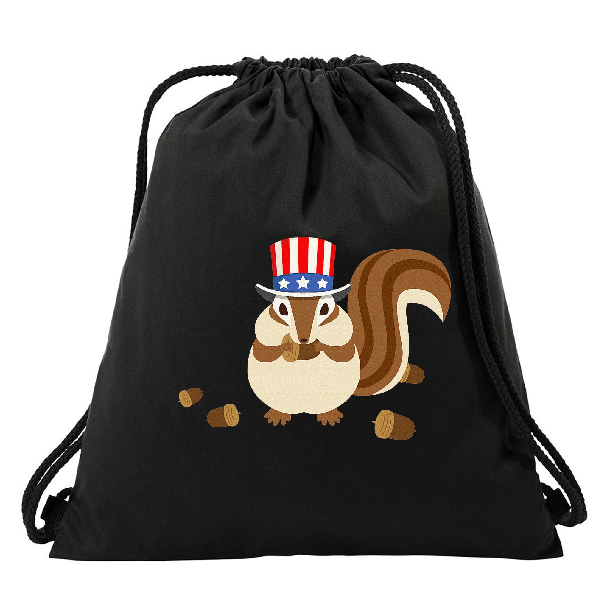 Uncle Sam Hat Art Funny 4th of July Patriotic Chipmunk Drawstring Bag