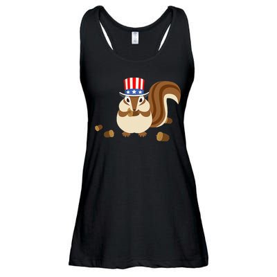 Uncle Sam Hat Art Funny 4th of July Patriotic Chipmunk Ladies Essential Flowy Tank