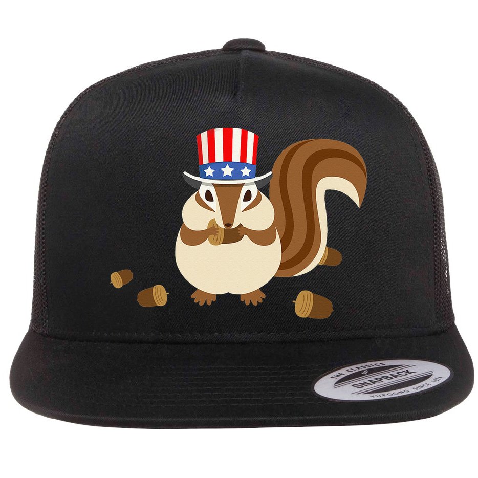 Uncle Sam Hat Art Funny 4th of July Patriotic Chipmunk Flat Bill Trucker Hat
