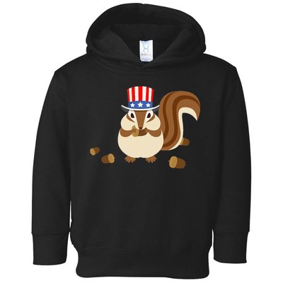 Uncle Sam Hat Art Funny 4th of July Patriotic Chipmunk Toddler Hoodie
