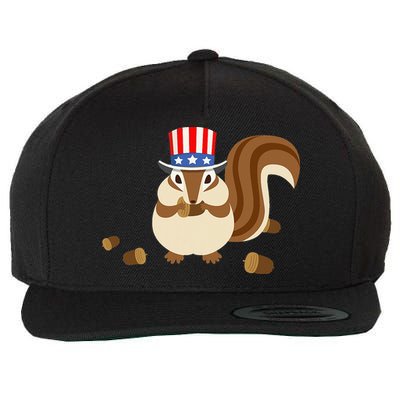 Uncle Sam Hat Art Funny 4th of July Patriotic Chipmunk Wool Snapback Cap