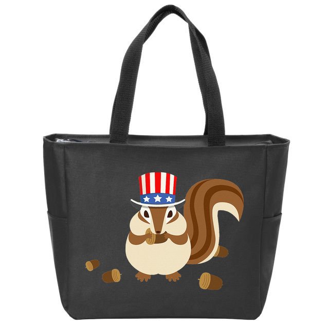 Uncle Sam Hat Art Funny 4th of July Patriotic Chipmunk Zip Tote Bag