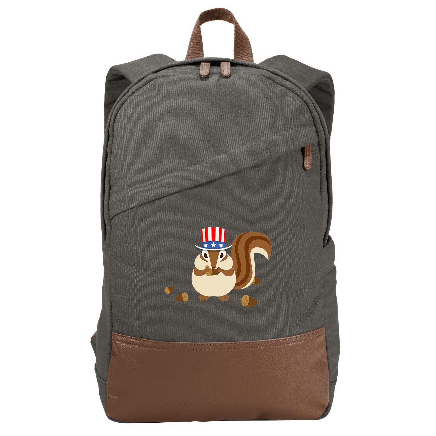 Uncle Sam Hat Art Funny 4th of July Patriotic Chipmunk Cotton Canvas Backpack