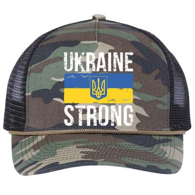 Ukraine Strong I Stand With Ukraine Flag Outfit Gift Retro Rope Trucker Hat Cap