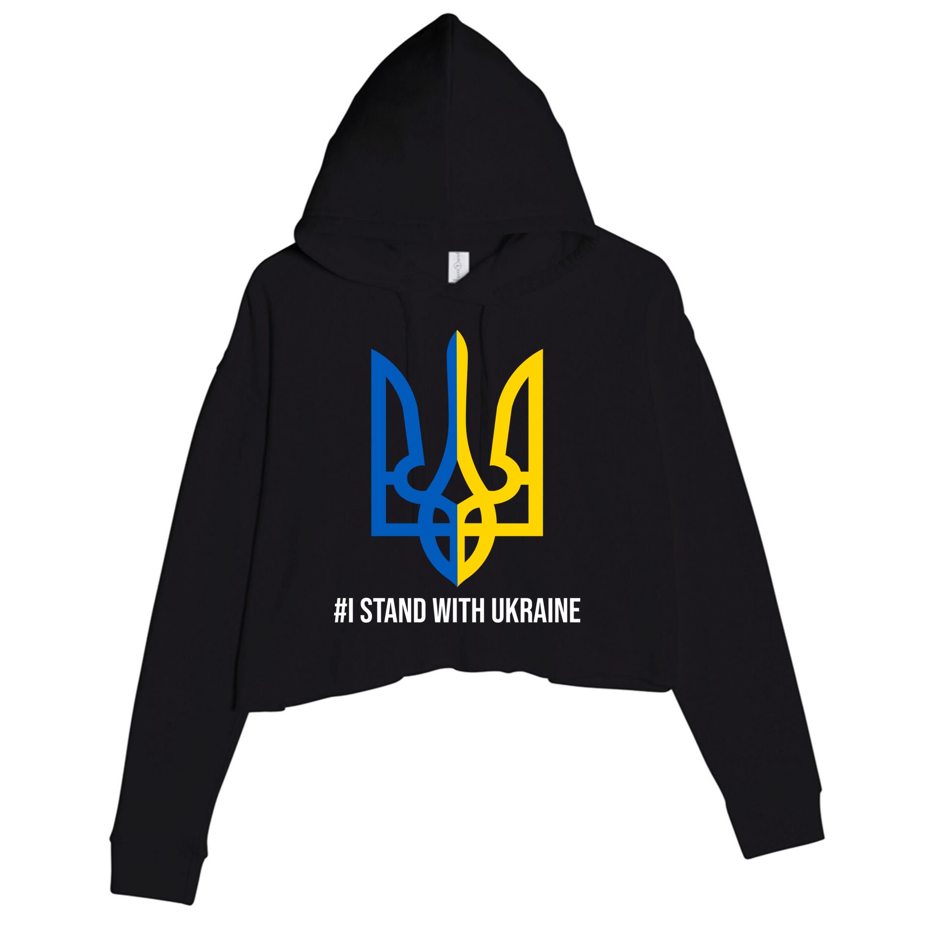 Ukraine Strong I Stand With Ukraine Crop Fleece Hoodie