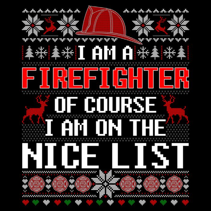 Ugly Sweater I'm A Fire Fighter Of Course On Nice List Xmas Gift 7-Panel Snapback Hat