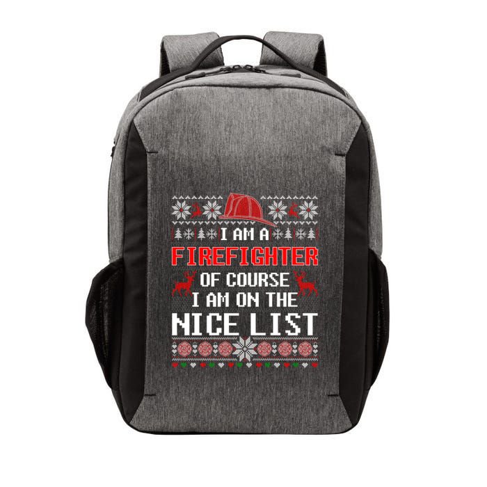 Ugly Sweater I'm A Fire Fighter Of Course On Nice List Xmas Gift Vector Backpack