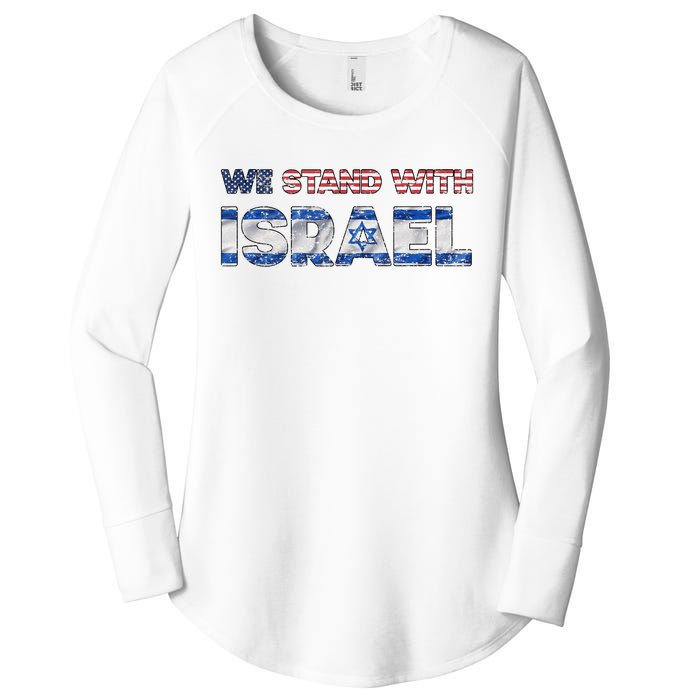 Usa Support Israel We Stand With Israel Idf American Flag Women's Perfect Tri Tunic Long Sleeve Shirt