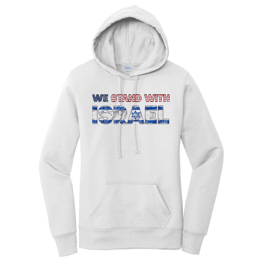 Usa Support Israel We Stand With Israel Idf American Flag Women's Pullover Hoodie