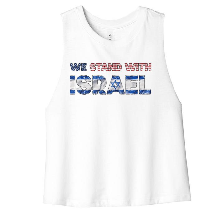 Usa Support Israel We Stand With Israel Idf American Flag Women's Racerback Cropped Tank