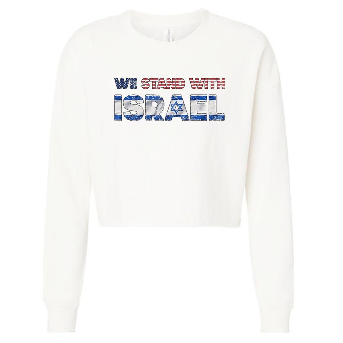 Usa Support Israel We Stand With Israel Idf American Flag Cropped Pullover Crew