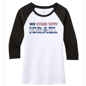 Usa Support Israel We Stand With Israel Idf American Flag Women's Tri-Blend 3/4-Sleeve Raglan Shirt