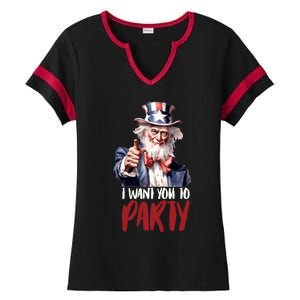 Uncle Sam I Want You To Party Ladies Halftime Notch Neck Tee