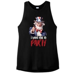 Uncle Sam I Want You To Party Ladies PosiCharge Tri-Blend Wicking Tank