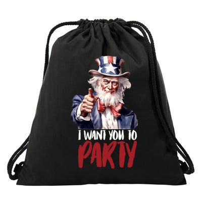 Uncle Sam I Want You To Party Drawstring Bag