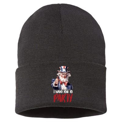 Uncle Sam I Want You To Party Sustainable Knit Beanie