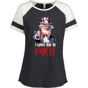 Uncle Sam I Want You To Party Enza Ladies Jersey Colorblock Tee