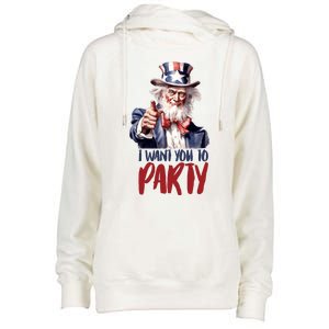 Uncle Sam I Want You To Party Womens Funnel Neck Pullover Hood