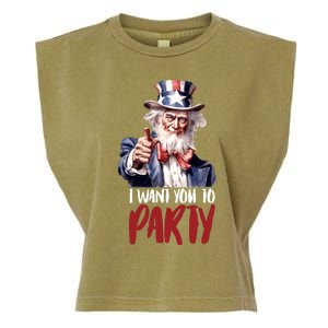 Uncle Sam I Want You To Party Garment-Dyed Women's Muscle Tee