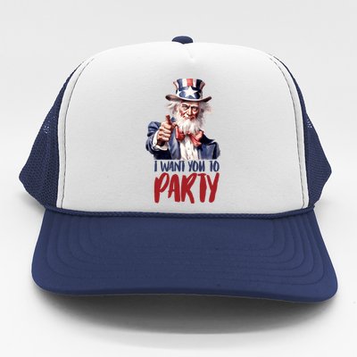 Uncle Sam I Want You To Party Trucker Hat