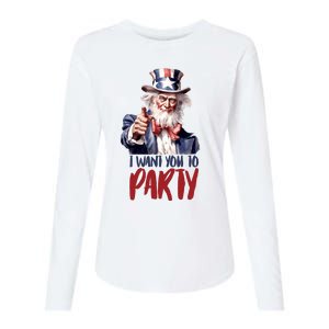 Uncle Sam I Want You To Party Womens Cotton Relaxed Long Sleeve T-Shirt