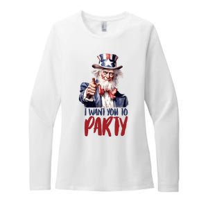 Uncle Sam I Want You To Party Womens CVC Long Sleeve Shirt