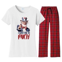 Uncle Sam I Want You To Party Women's Flannel Pajama Set