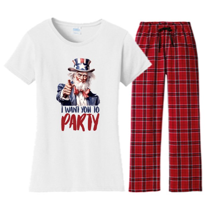 Uncle Sam I Want You To Party Women's Flannel Pajama Set