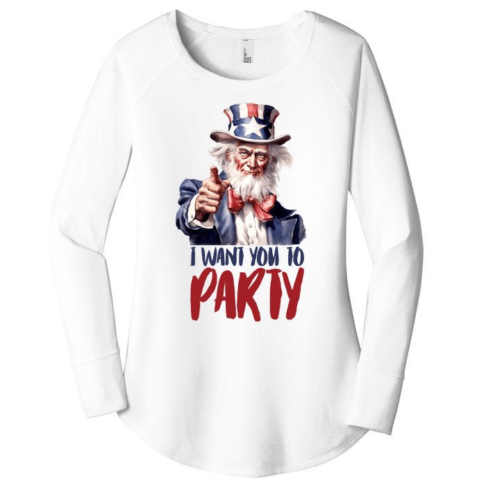 Uncle Sam I Want You To Party Women's Perfect Tri Tunic Long Sleeve Shirt