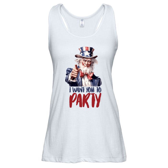 Uncle Sam I Want You To Party Ladies Essential Flowy Tank