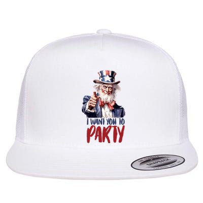 Uncle Sam I Want You To Party Flat Bill Trucker Hat