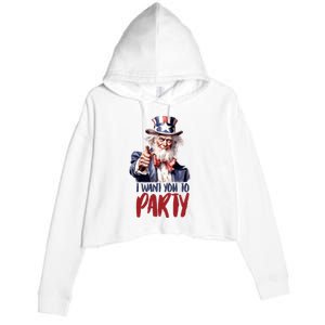 Uncle Sam I Want You To Party Crop Fleece Hoodie