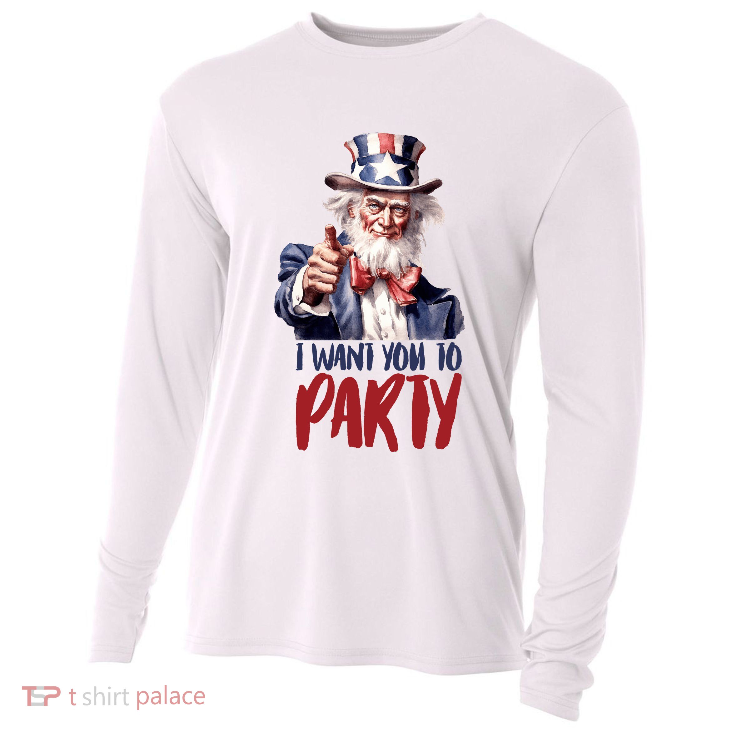 Uncle Sam I Want You To Party Cooling Performance Long Sleeve Crew